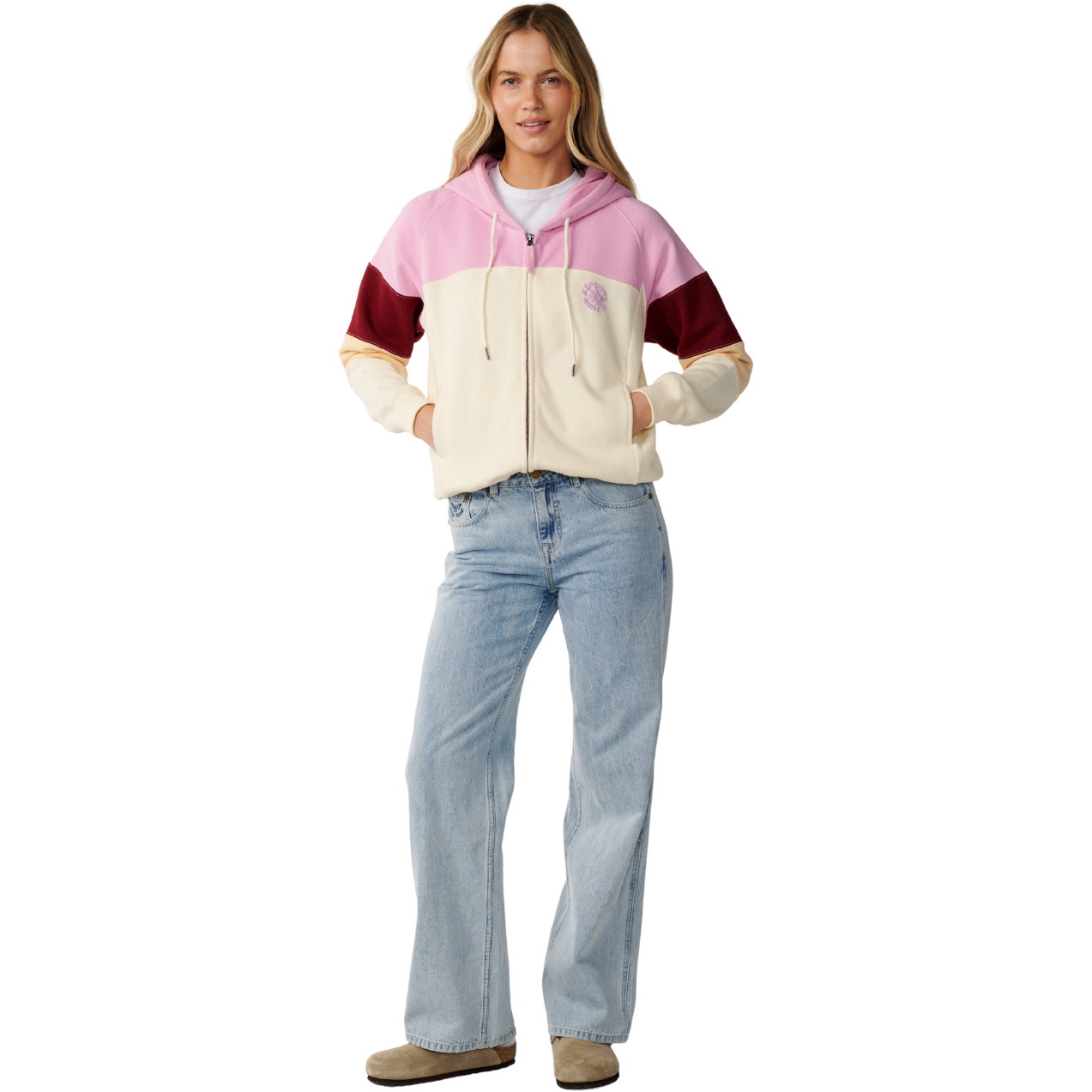 2026 Rip Curl Femmes Vague De Fête Bloc De Couleur Fermeture éclair Fleece 0DHWFL - Off White